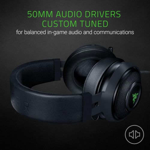 레이저 Razer Kraken 7.1 V2: 7.1 Surround Sound - Retractable Noise-Cancelling Mic - Lightweight Aluminum Frame - Gaming Headset Works with PC & PS4 - Black