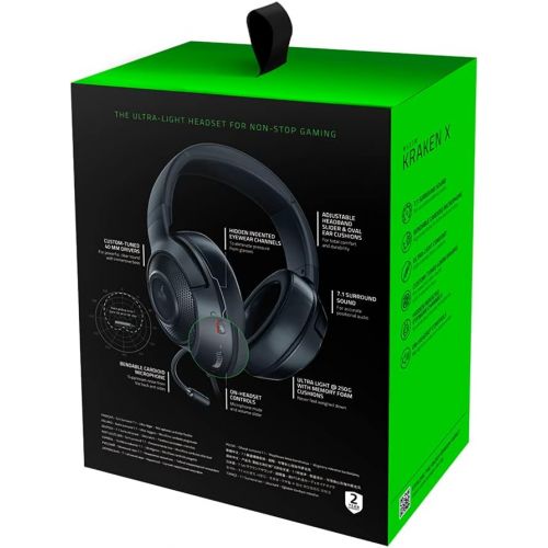 레이저 Razer Kraken X 7.1 Virtual Surround Sound Gaming Headset with Cross-Platform Compatibility