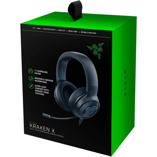 레이저 Razer Kraken X 7.1 Virtual Surround Sound Gaming Headset with Cross-Platform Compatibility