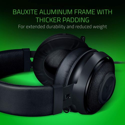 레이저 Razer Kraken Gaming Headset: Lightweight Aluminum Frame - Retractable Noise Isolating Microphone - For PC, PS4, Nintendo Switch - 3.5 mm Headphone Jack - Classic Black
