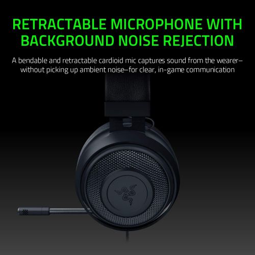 레이저 Razer Kraken Tournament Edition THX 7.1 Surround Sound Gaming Headset: Aluminum Frame - Retractable Noise Cancelling Mic - USB DAC Included - For PC, PS4, Nintendo Switch - Classic