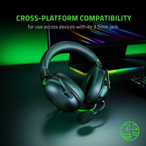 레이저 Razer BlackShark V2 X Gaming Headset: 7.1 Surround Sound Capable - 50mm Drivers - Memory Foam Cushion - for PC, PS4, Nintendo Switch - 3.5mm Headphone Jack - Classic Black