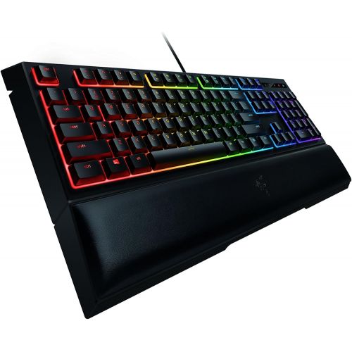 레이저 Razer Ornata Chroma Gaming Keyboard: Hybrid Mechanical Key Switches - Customizable Chroma RGB Lighting - Individually Backlit Keys - Detachable Plush Wrist Rest - Programmable Macr