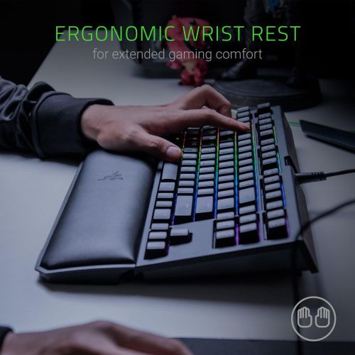 레이저 [아마존베스트]Razer BlackWidow TE Chroma v2 TKL Tenkeyless Mechanical Gaming Keyboard: Green Key Switches, Tactile & Clicky, Chroma RGB Lighting, Magnetic Wrist Rest, Programmable Macros, Classi