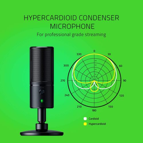 레이저 [아마존베스트]Razer Seiren Emote Streaming Microphone: 8-bit Emoticon LED Display, Stream Reactive Emoticons, Hypercardioid Condenser Mic, Built-in Shock Mount, Height & Angle Adjustable Stand,