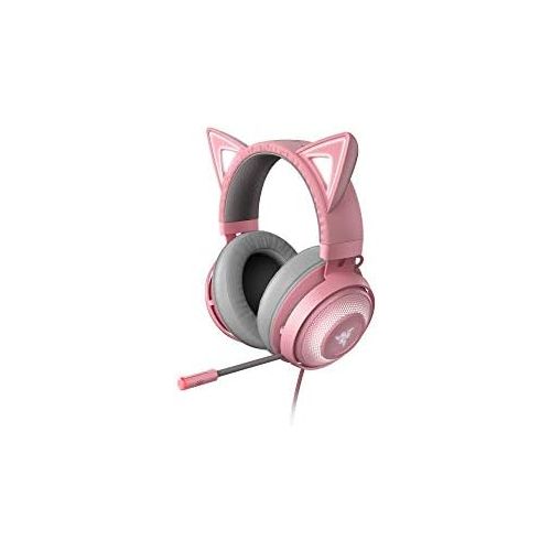 레이저 [아마존베스트]Razer Kraken Kitty - Gaming Headset (The cat ear headset with RGB chroma lighting, microphone with active noise reduction, THX spatial audio, controls on the ear cup) Pink / Quartz