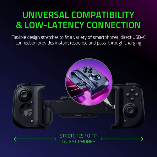 레이저 [무료배송]Razer Kishi Mobile Game Controller / Gamepad for Android USB-C: Xbox Game Pass Ultimate, xCloud, Stadia, GeForce NOW, Luna - Passthrough Charging - Low Latency Phone Controller Gri