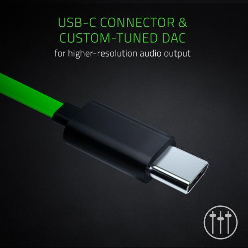 레이저 Razer RAZER Hammerhead USB-C: 10 mm Dynamic Drivers - Durable Aluminum Chassis and Flat-Style Cable - in-Line Controls