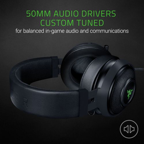 레이저 Razer Kraken 7.1 V2: 7.1 Surround Sound - Retractable Noise-Cancelling Mic - Lightweight Aluminum Frame - Gaming Headset Works with PC, PS4, Switch, & Mobile Devices - Black