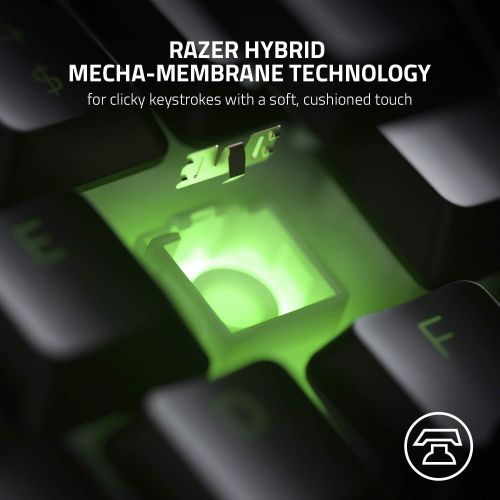 레이저 Razer Ornata Chroma: Mecha-Membrane - Individually Backlit Mid-Height Keys - Leatherette Wrist Rest - Gaming Keyboard