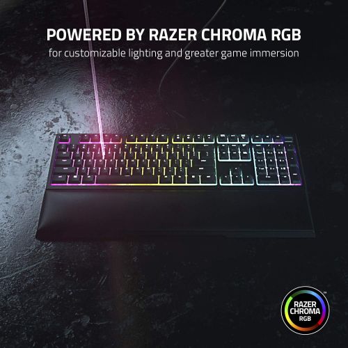레이저 Razer Ornata Chroma: Mecha-Membrane - Individually Backlit Mid-Height Keys - Leatherette Wrist Rest - Gaming Keyboard