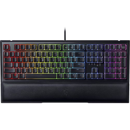 레이저 Razer Ornata Chroma: Mecha-Membrane - Individually Backlit Mid-Height Keys - Leatherette Wrist Rest - Gaming Keyboard