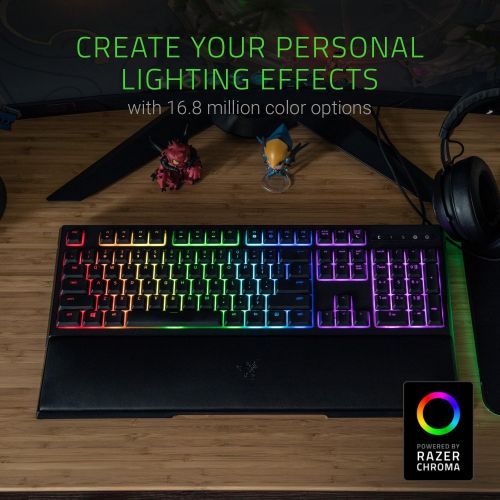 레이저 Razer Ornata Chroma: Mecha-Membrane - Individually Backlit Mid-Height Keys - Leatherette Wrist Rest - Gaming Keyboard