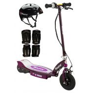 Razor E100 Motorized 24V Electric Scooter (Purple) w Helmet, Elbow & Knee Pads