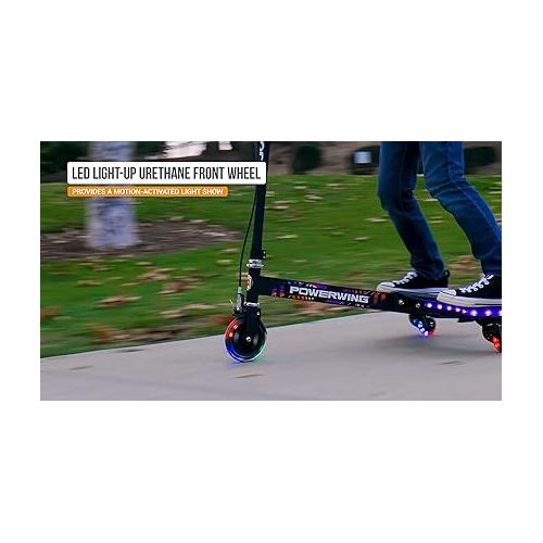 레이져(Razor) Razor PowerWing Lightshow Caster Scooter for Kids Ages 6+ - Multi-Color LED Lights with 5 Animated Light Modes, Inclined Casters for Drifting and Spinning, for Riders up to 143 lbs