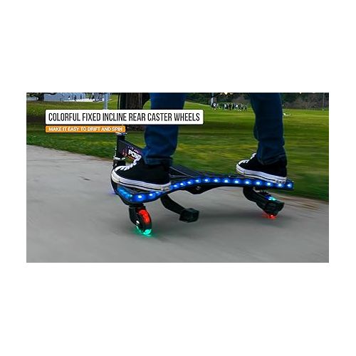 레이져(Razor) Razor PowerWing Lightshow Caster Scooter for Kids Ages 6+ - Multi-Color LED Lights with 5 Animated Light Modes, Inclined Casters for Drifting and Spinning, for Riders up to 143 lbs