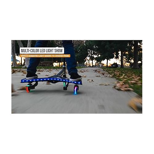 레이져(Razor) Razor PowerWing Lightshow Caster Scooter for Kids Ages 6+ - Multi-Color LED Lights with 5 Animated Light Modes, Inclined Casters for Drifting and Spinning, for Riders up to 143 lbs