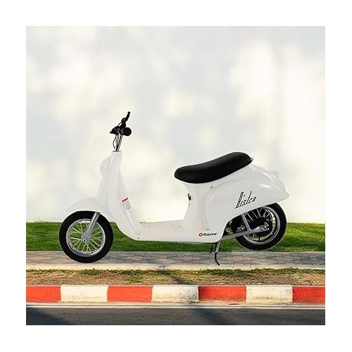 레이져(Razor) Razor Pocket Mod Miniature Euro 24 Volts Electric Kids Ride On Retro Scooter, Speeds up to 15 MPH with 10 Mile Range, Ages 13 and Up, White