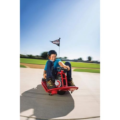 레이져(Razor) Razor Crazy Cart - 24V Electric Drifting Go Kart - Variable Speed, Up to 12 mph, Drift Bar for Controlled Drifts, One Size, Black/Red