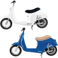 Razor Pocket Mod Miniature Euro 24V 250W Toy Electric Motor Scooter, White & Blue (2-Pack) - Speeds up to 15 MPH