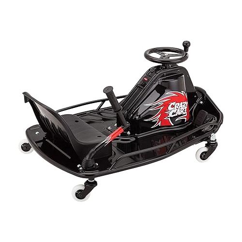 레이져(Razor) Razor Crazy Cart DLX - 24V Electric Drfting Go Kart - Enhanced Drift Bar, Brodie Knob Steering, Variable Speed, Up to 12 mph,Black/Red