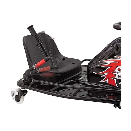 레이져(Razor) Razor Crazy Cart DLX - 24V Electric Drfting Go Kart - Enhanced Drift Bar, Brodie Knob Steering, Variable Speed, Up to 12 mph,Black/Red
