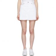 Re/Done White High Waisted Denim Miniskirt