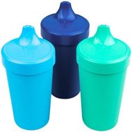 [아마존베스트]Re-Play Made in USA 3pk Toddler Feeding No Spill Sippy Cups for Baby, Toddler, and Child Feeding - Sky Blue, Navy Blue, Aqua (True Blue Collection) Durable, Dependable and Toddler