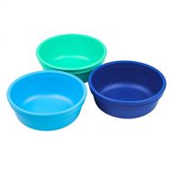 [아마존베스트]Re-Play Made in The USA 3pk Bowls for Easy Baby, Toddler, and Child Feeding - Sky Blue, Aqua, Navy Blue (True Blue)