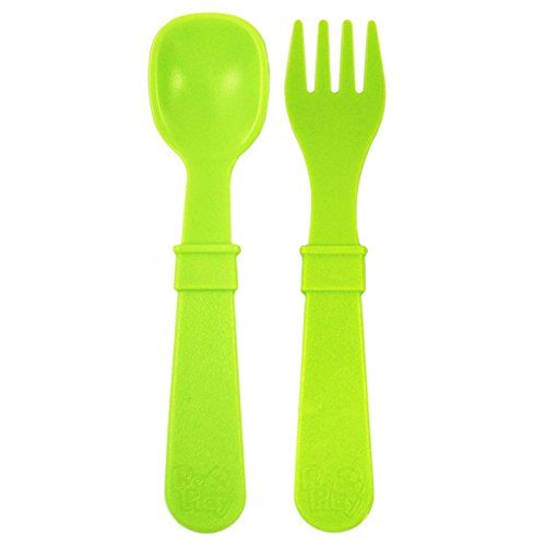  Re-Play Made in USA 12pk Toddler Feeding Utensils Spoon and Fork Set for Easy Baby, Toddler, Child...