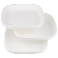 Re-Play Made In USA 3pk Plates with Deep Sides for Easy Baby, Toddler, Child Feeding - White