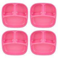 Re-Play Recycled Products Small Divided Plates, Set of 4 (7.375 Divided Plate, Bright Pink)