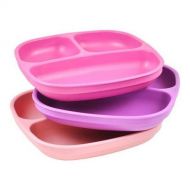 Re-Think It,Inc 3-Pack Recycled Milk Jugs, BPA-free Divided Plates, Brigh Pink/Purple/Lt Pink