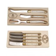 ReBL LLC Laguiole 4pc Spreaders and 3pc Cheese Set with Ivory handles in Wooden Boxes Plus Bonus Kitchen Towels