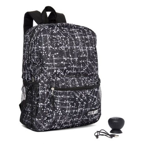  ReBoot Boys Mad Labs Splatter Lines Backpack with Bluetooth Spaeker Kids School, Black, One Size