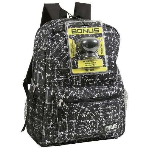  ReBoot Boys Mad Labs Splatter Lines Backpack with Bluetooth Spaeker Kids School, Black, One Size