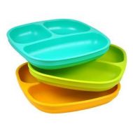 [아마존베스트]Re-Play Divided Plates, Aqua, Green, Sunny Yellow, 3-Count