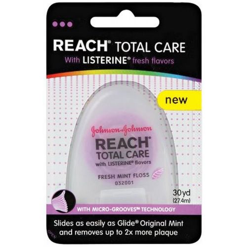  Reach Total Care Floss with Listerine, Fresh Mint, 30 Yards (Pack of 4)