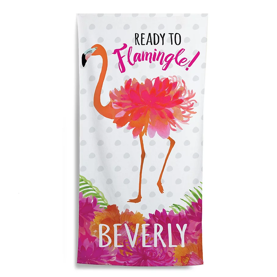  Ready To Flamingle Beach Towel in White