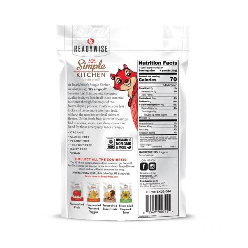  ReadyWise 6-Pack Case Organic Freeze-Dried Strawberries RWSK05-014