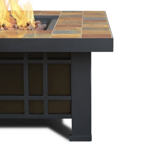  Real Flame Morrison Square Propane Fire Pit In Natural Slate Tile