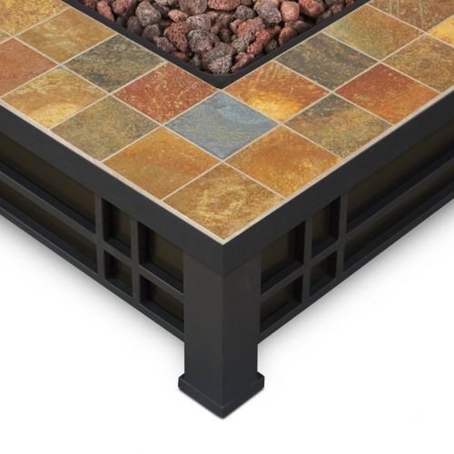  Real Flame Morrison Square Propane Fire Pit In Natural Slate Tile