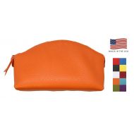 Orange Genuine Leather Cosmetic Bag - Colorado Collection  Made in USA by Real Leather Creations Factory Direct  Gift Box  FBA657