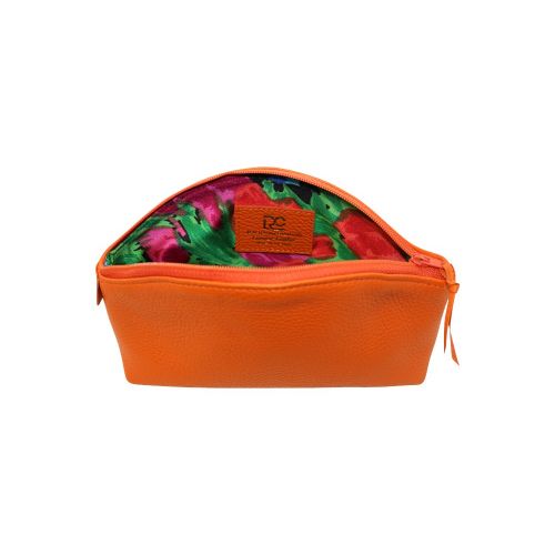  Orange Genuine Leather Cosmetic Bag - Colorado Collection  Made in USA by Real Leather Creations Factory Direct  Gift Box  FBA657