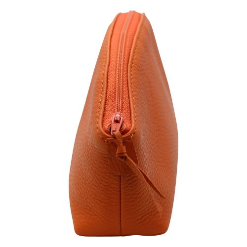  Orange Genuine Leather Cosmetic Bag - Colorado Collection  Made in USA by Real Leather Creations Factory Direct  Gift Box  FBA657