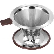 Pour Over Coffee Dripper , RealPero Coffee Filter Stainless Steel Paperless and Reusable , Professional Drip Brew Coffee Cone Strainer , Update Double Micro Mesh Filter with Cup St