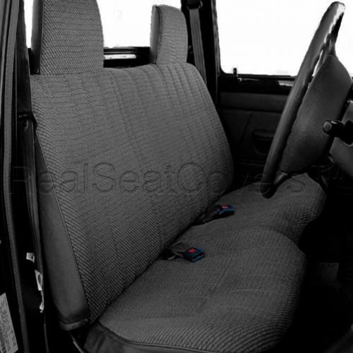  RealSeatCovers Toyota Tacoma 1995 - 2004 Front Solid Bench A25 Seat Cover Molded Headrest Notched Cushion Charcoal, Dark Gray