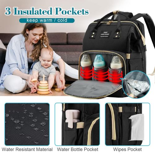  [무료배송]Realer 3 in 1 Diaper Bag Backpack 기저귀 가방 휴대용 기저귀 교환대 여행용 출산선물