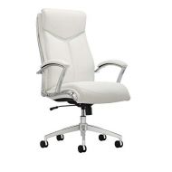 Realspace Verismo Bonded Leather High-Back Chair, White/Chrome