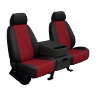 Rear SEAT: ShearComfort Custom Imitation Leather Seat Covers for Chevy Silverado (2015-2018) in Black w/Red for 60/40 Split Back and Bottom w/Adjustable Headrests (Crew Cab)